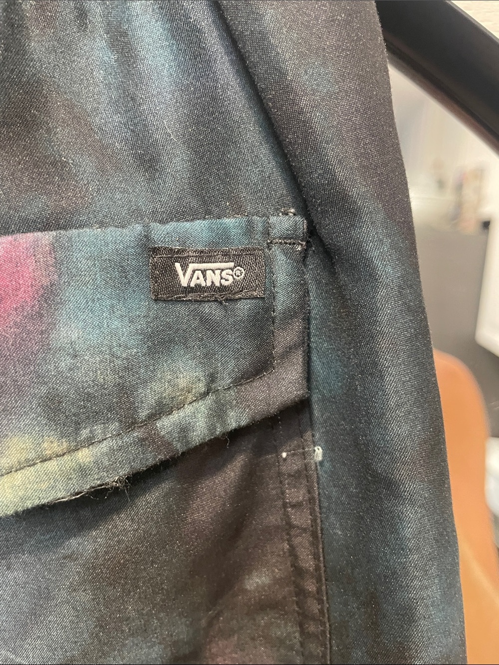 Vans Black Tie-Dye Shorts with Green, Yellow & Pink Accents I Large - Picture 4 of 6